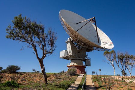 CARNARVON, WESTERN AUSTRALIA - JULY 6, 2018: OTC The Big Dish telescope at Carnarvon Space and Technology Museum in Western Australiaのeditorial素材