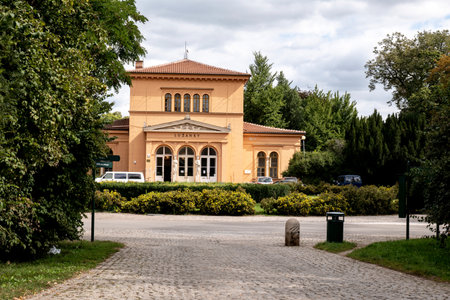 BRNO, CZECH REPUBLIC - SEPTEMBER 17, 2019: The Stredisko Volneho Casu building in a Brno-Luzanky park, Czech Republicのeditorial素材