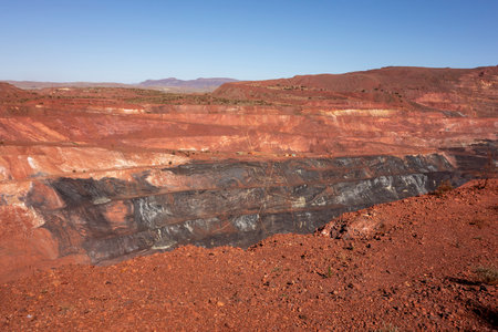 Active pit of iron ore mine in Pilbara region in Western Australiaの写真素材