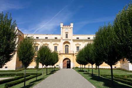 The entrance gate to the yellow castle in Slezske Rudoltice, Czech Republic