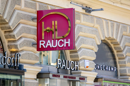 VIENNA, AUSTRIA - JULY 27, 2021: The banner of HD Rauch company which focuses on various auctions of jewelry, coind and other valuablesのeditorial素材