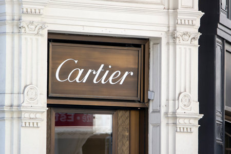 VIENNA, AUSTRIA - JULY 27, 2021: The entrance to the Cartier shop which is the famous seller of jewelry and watchesのeditorial素材