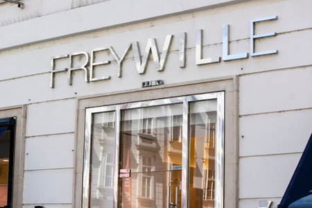 VIENNA, AUSTRIA - JULY 27, 2021: The entrance to FreyWille jewelry shop which sells bracelets and other colourful accessoriesのeditorial素材