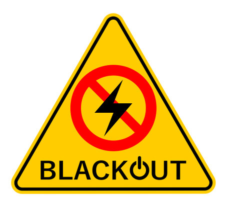 Vector illustration of a yellow triangle traffic sign warning against electric blackoutのイラスト素材