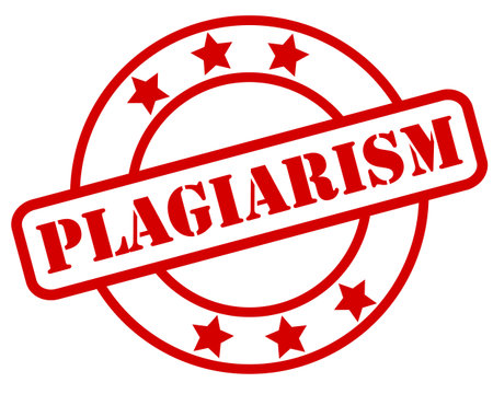Vector illustration of a red badge with a word PLAGIARISM to evaluate the content as plagiarisedのイラスト素材