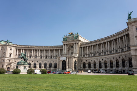 VIENNA, AUSTRIA - JULY 28, 2021: Neue Burg of the Hofburg in capital  city Vienna, Austria with its famous archのeditorial素材