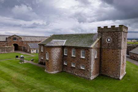 FORT GEORGE - AUGUST 7, 2019: Top view of famous Fort George Garrison Chapel inside the fortress in Scotland, United Kingdomのeditorial素材