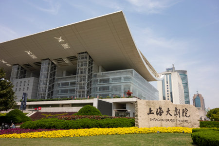 SHANGHAI, CHINA - APRIL 14, 2017: Building of Shanghai Grand Theatre in China at sunny dayのeditorial素材