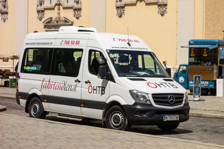VIENNA, AUSTRIA - JULY 28, 2021: Mercedes-Benz Sprinter van of OHTB company which helps deaf and blind people in Austriaのeditorial素材