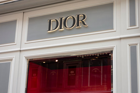 VIENNA, AUSTRIA - JULY 28, 2021: The storefront of Dior company which sells luxury perfumes and accessoriesのeditorial素材
