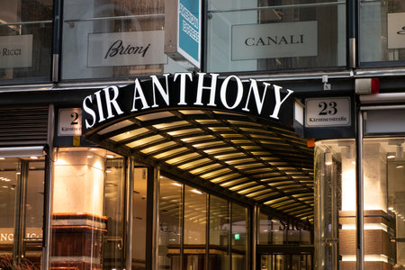 VIENNA, AUSTRIA - JULY 28, 2021: The storefront of Sir Anthony shop where the fashion, clothing and apparel is sold in the centre of Vienna, Austriaのeditorial素材