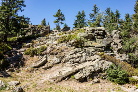 Landscape of Janova skala rock in Krkonose (Giant Mountains) in Czech republicの写真素材