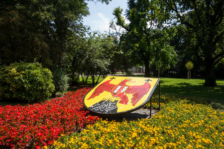 The crest of Burgenland state in Austria in the parkの写真素材