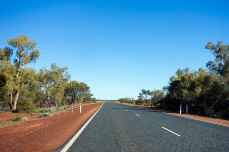Perspective view of a road in Western Australia in outback area with slight motion blur effectの写真素材