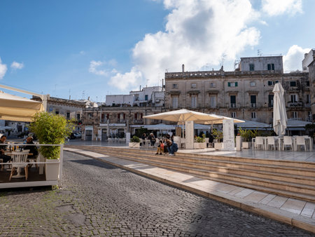 OSTUNI, ITALY - OCTOBER 28, 2021: Piazza della Liberta town square in Ostuni, Italyのeditorial素材