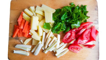 preparing vegetable before cooking lunchの写真素材