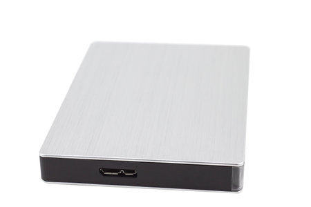 External hard disk isolated on white background.の写真素材