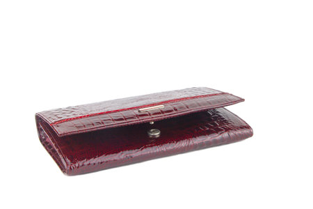 Women leather wallet. Is isolated on a white background.の写真素材