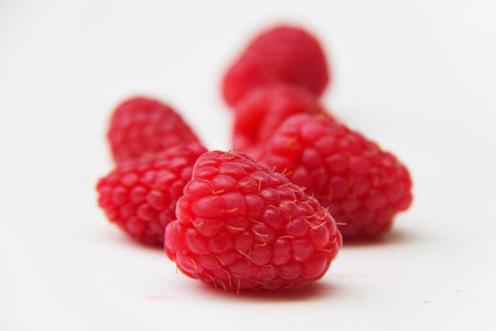 raspberry on white background.