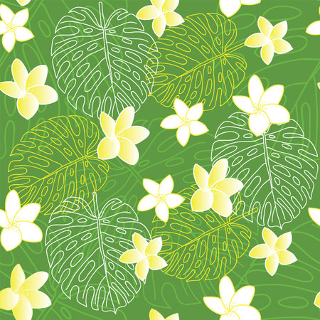 Fresh and green Hawaiian seamless patternのイラスト素材