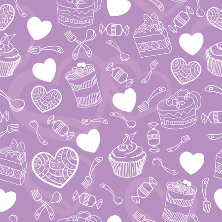 Sweet cute valentine desserts patternのイラスト素材