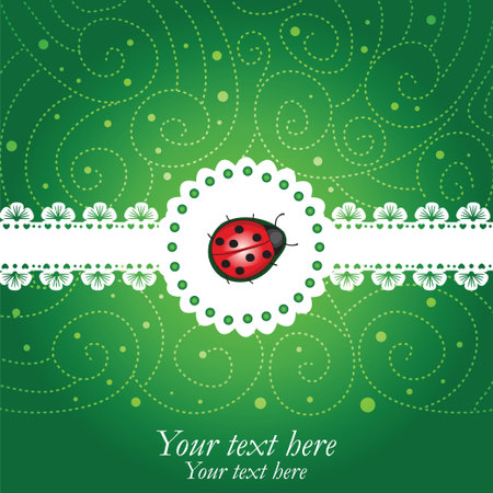 Ladybug green & lace  backgroundのイラスト素材