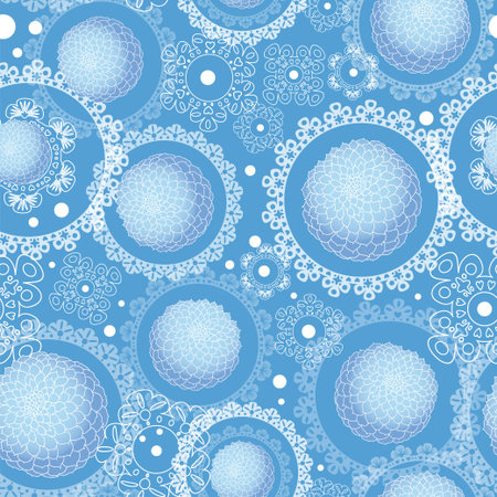 Seamless pattern snowflakes and flowersのイラスト素材