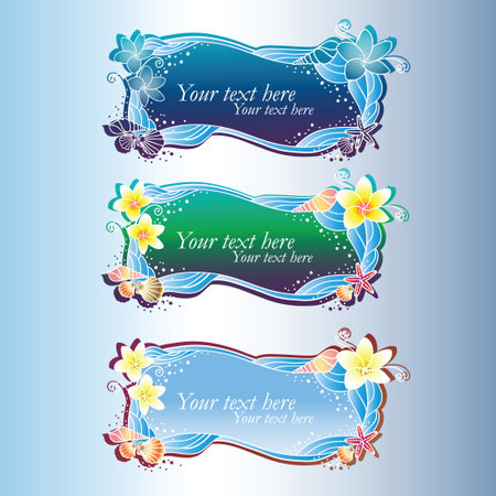 Three labels sea and travel themeのイラスト素材