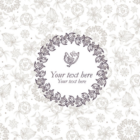 greeting frame with spring birdのイラスト素材