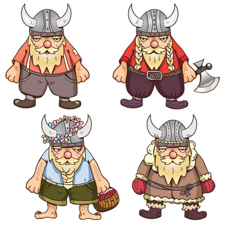 Winter, summer, regular and war time vikingのイラスト素材