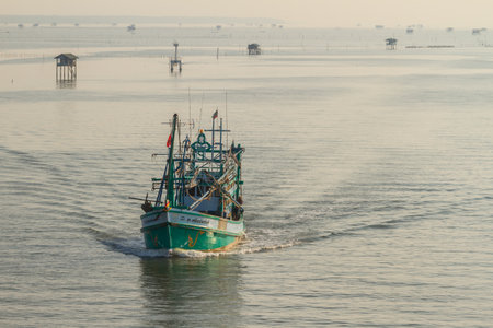 Fishermen boat  Bantaboon bay, Thailandのeditorial素材