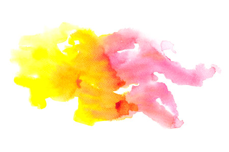 watercolor painting colorful splashing on white paper texture.の写真素材