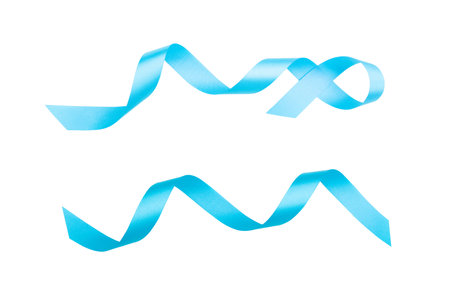 blue long wave ribbon for decor card or present product concept isolated background.の写真素材