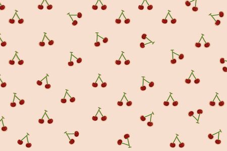 Cherry illustration pattern background wallpaper.の写真素材