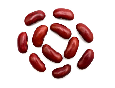 Flat lay red beans or kidney beans isolated on white background.の写真素材