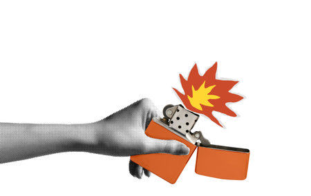 Hand with lighter isolated on a white background. 3d illustration.