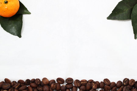 Coffee And Orange with white background.の写真素材