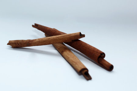 Cinnamon stick spice placed on white background can use for your messagesの写真素材