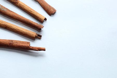 Cinnamon stick spice placed on white background can use for your messagesの写真素材