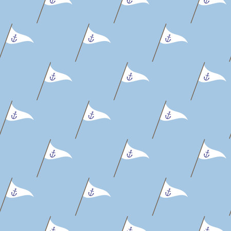 Seamless pattern with flags. White flags with anchors.のイラスト素材