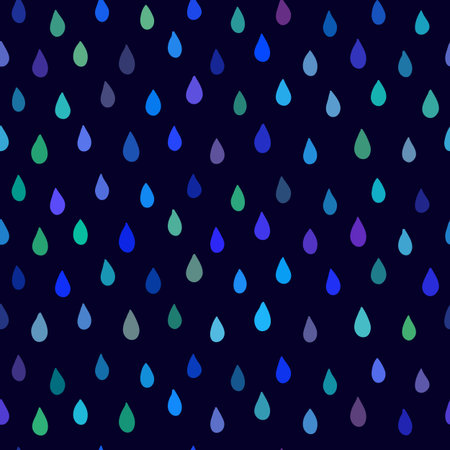Seamless pattern with hand drawn rain drops in blue colors.のイラスト素材