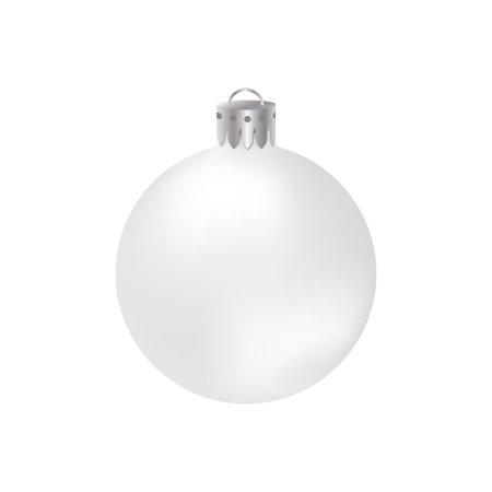Realistic white Christmas ball or bauble with smooth texture isolated on background.のイラスト素材