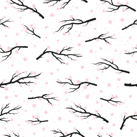 Seamless pattern with sakura branches.のイラスト素材