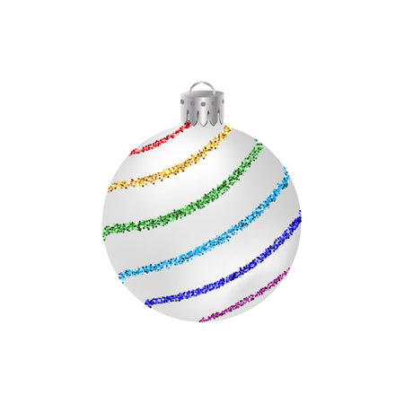 Christmas ball with colorful glitter stripes.のイラスト素材