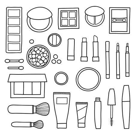 Hand drawn collection of cosmetics.の写真素材