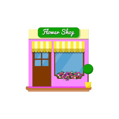 Small flower shop store. Vector illustration.のイラスト素材