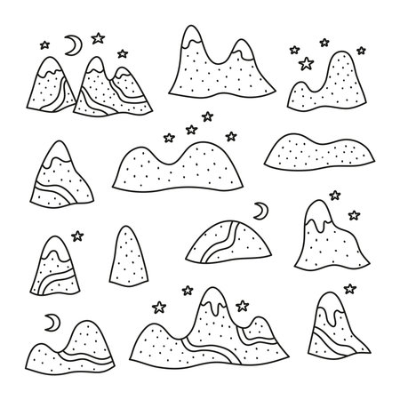 Set of doodle mountains.のイラスト素材