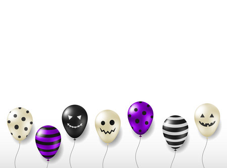 Scary helium balloons for Halloween celebration isolated on white background.のイラスト素材