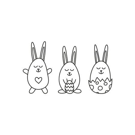 Cute doodle baby bunnies.のイラスト素材