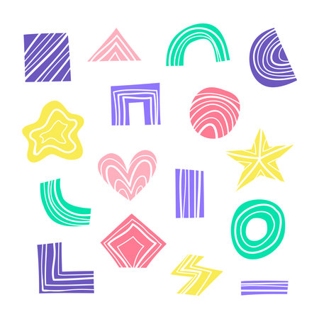 Set of doodle abstract shapes and figures.のイラスト素材